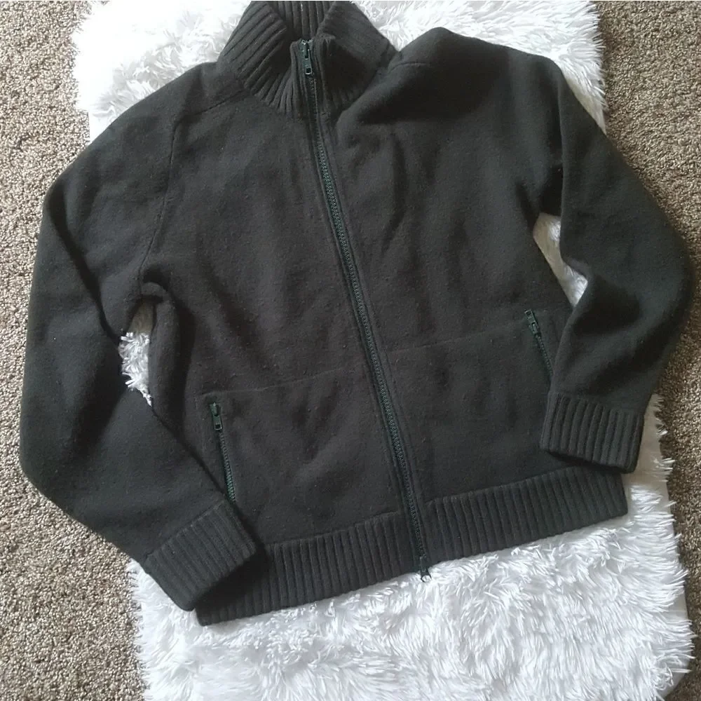 J. Crew Lambswool Jacket Ribbed Hem Winter Zip Front Pockets Mens‎ Size Medium